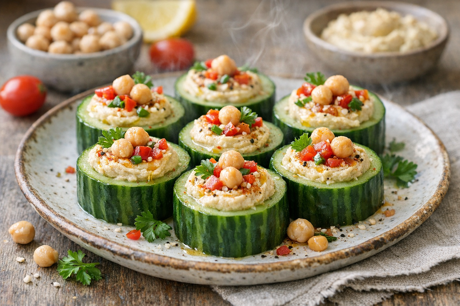 Cucumber Hummus Cups