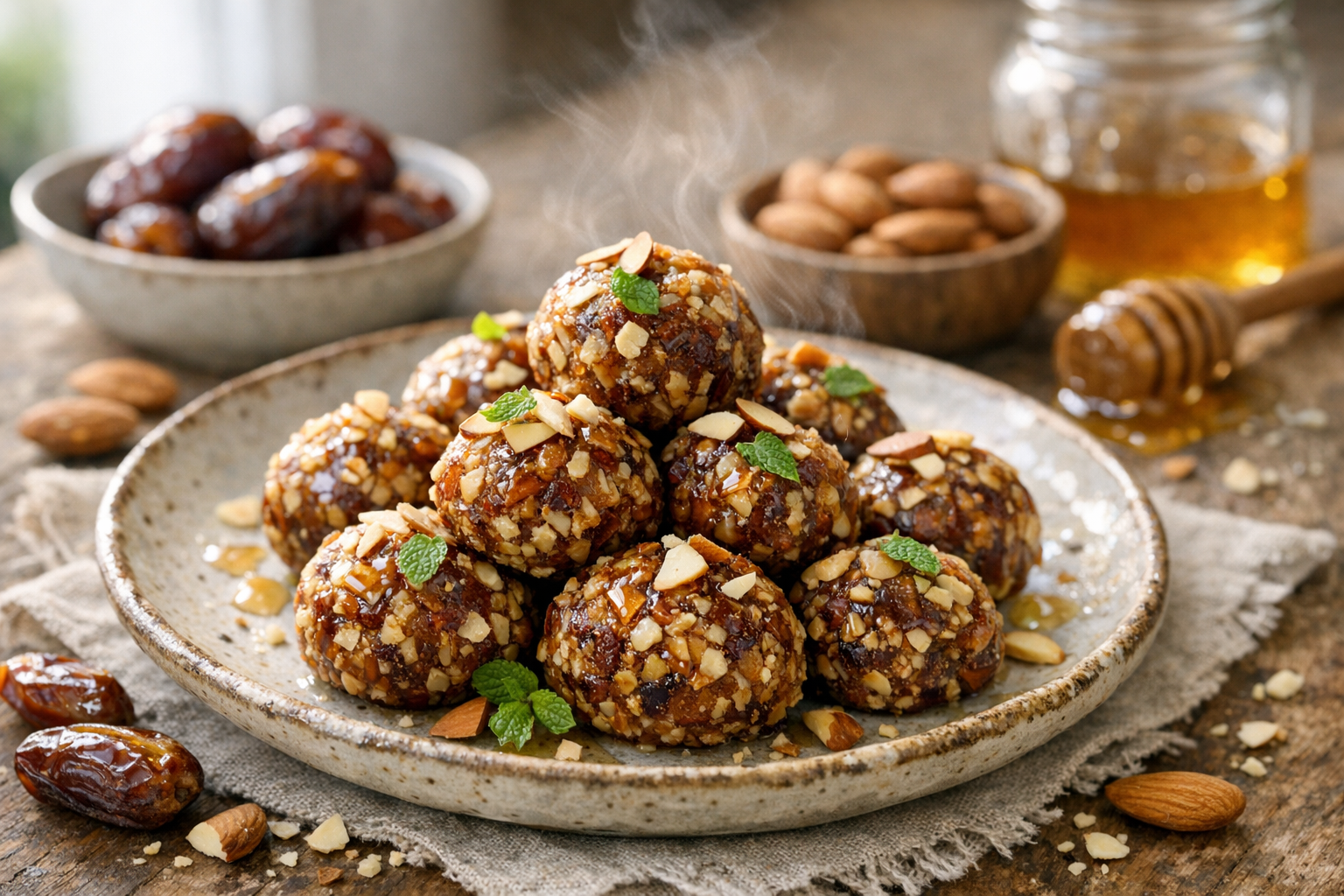 Honey Almond Date Bites